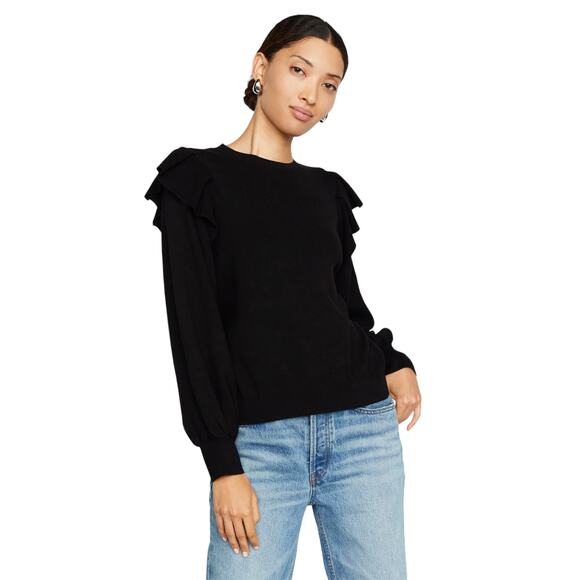 Marie Oliver Remi Black Puff Sleeve Popover Pullover Sweater - Picture 3 of 12